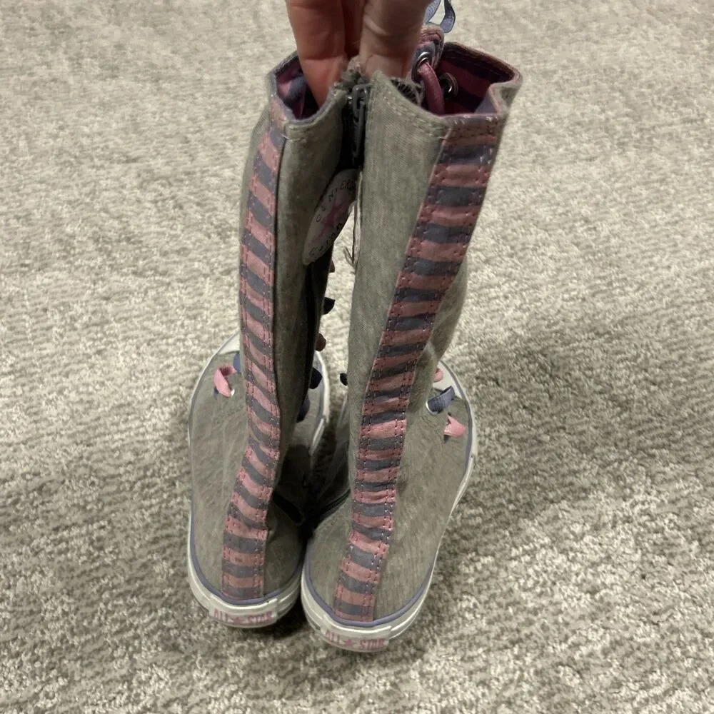 Converse Chuck Taylor All Star XX-MIDCALF Boots Girls 13 Gray Pink Sneaker Shoes